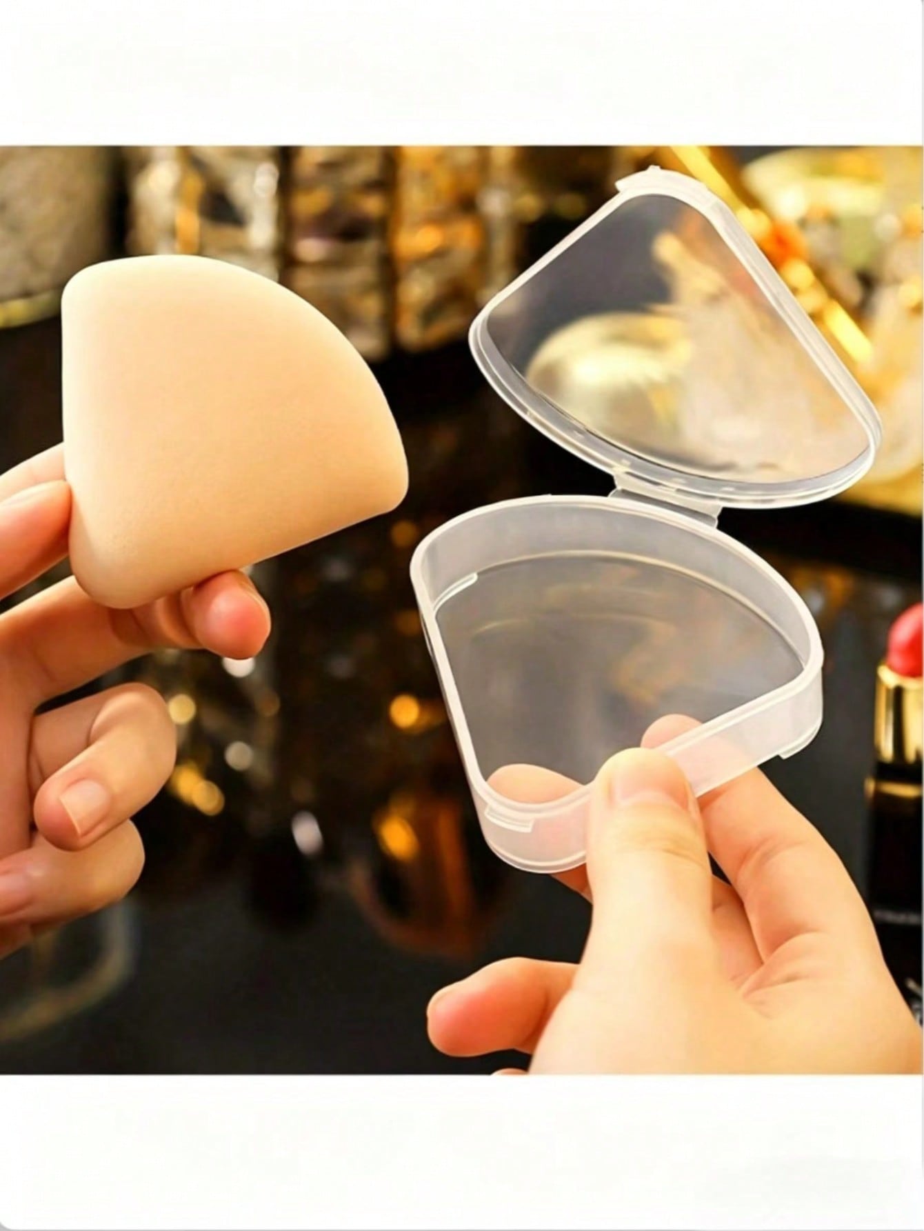 Travel Accessories Case - 1/2/5pcs Portable Triangle Makeup Sponge Storage