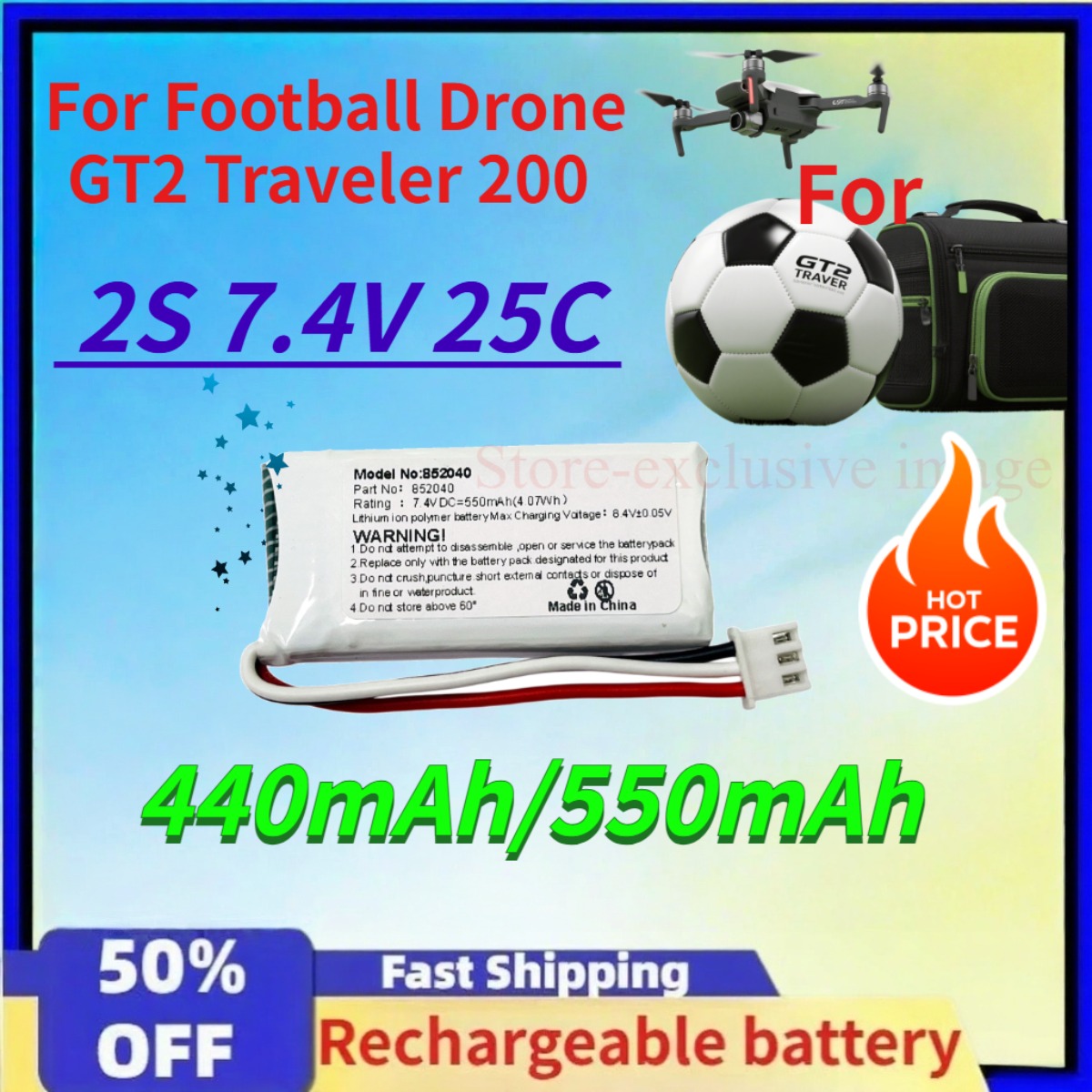 440mAh/550mAh 2S 7.4V 25C Lith - Xiaomi Travel Accessories ulasan dan harga