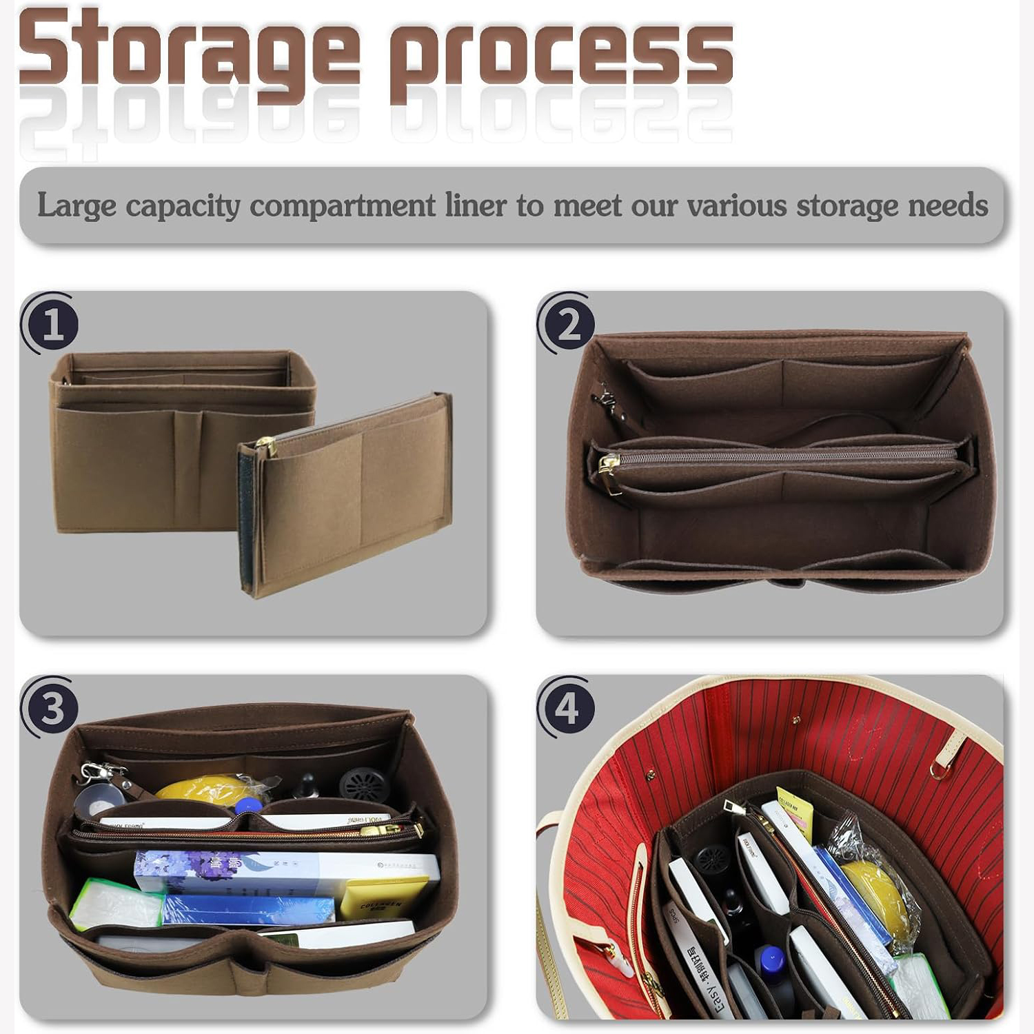 Felt Insert Bag Organizer for  - Travel Accessories Lv ulasan dan harga