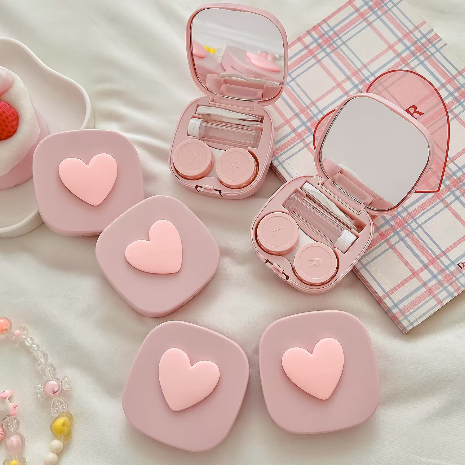 Heart Contact Lens Case with M - Travel Video Accessories ulasan dan harga