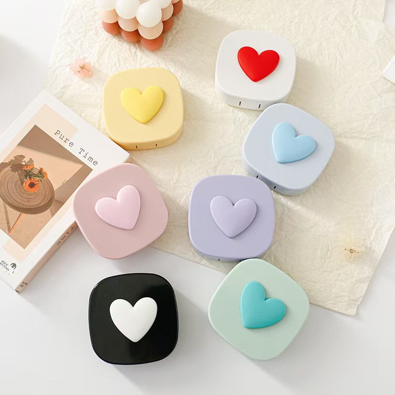 Heart Contact Lens Case with M - Travel Video Accessories ulasan dan harga
