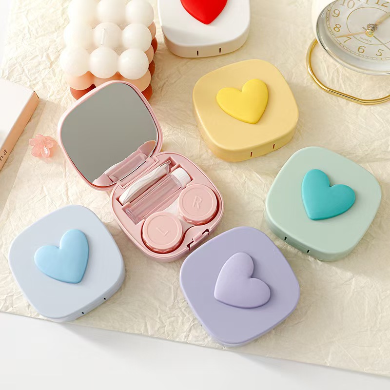 Heart Contact Lens Case with M - Travel Video Accessories ulasan dan harga