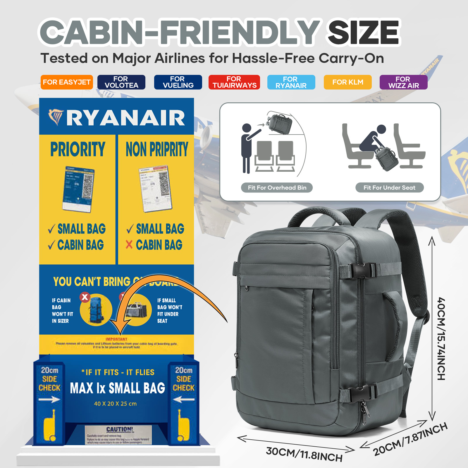Ryanair Cabin Bags 40x30x20 Un - Travel Packing Accessories ulasan dan harga