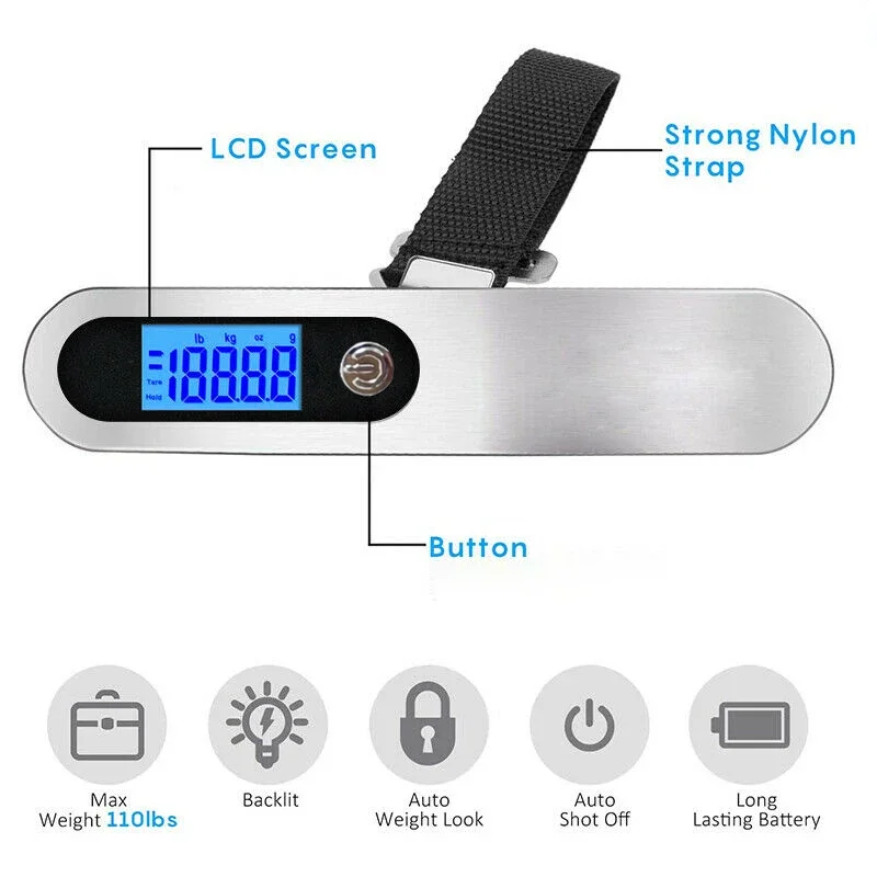 Portable 50kg 10g Digital Scal - Luggage Scale Hanging ulasan dan harga