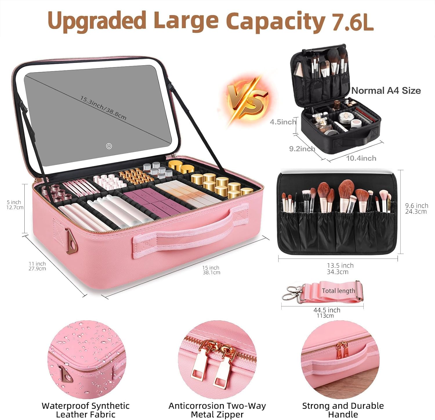 Large Capacity Makeup Bag 15'' - Travel Accessories Case ulasan dan harga